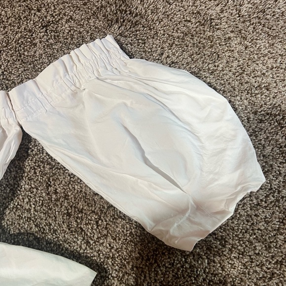 NanaMacs ruffled off the shoulder crop top, white, size large - Picture 5 of 10